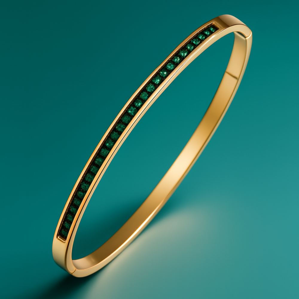 Klara | 18K Gold Plated Green Zircon Bracelet Bangle