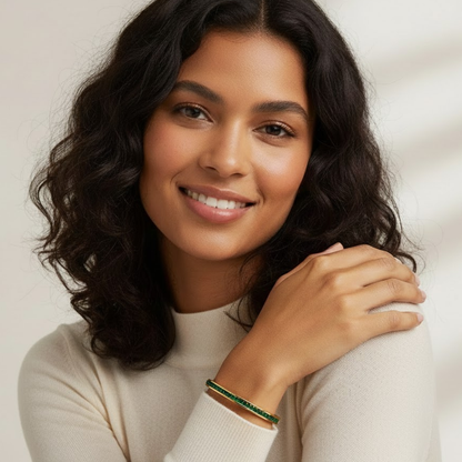 Klara | 18K Gold Plated Green Zircon Bracelet Bangle