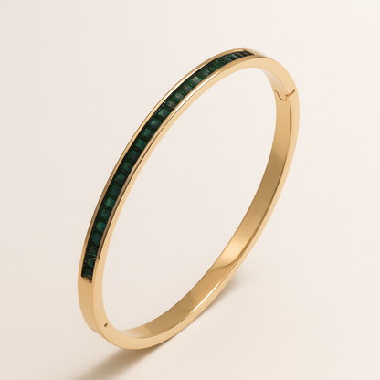 Klara | 18K Gold Plated Green Zircon Bracelet Bangle