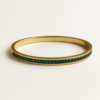 Klara | 18K Gold Plated Green Zircon Bracelet Bangle