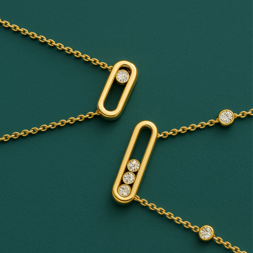 Julia | Gold Plated Sliding Ball Pendant Necklace