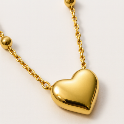 Lenora | Gold Plated Solid Love Heart Pendant Necklace