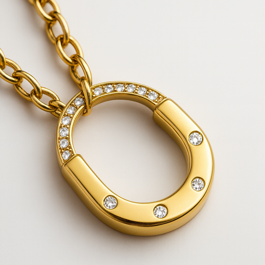 Avielle | Gold (18K) Plated Lock Pendant Waterproof Link Chain Necklace with Zircons