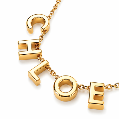 Casandra | Gold Plated Personalised Suspended Name Necklace