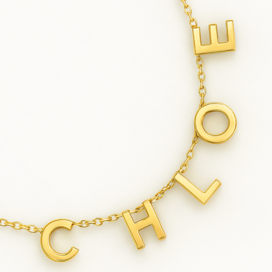 Casandra | Personalised Suspended Name Necklace, Custom Name Necklace - 18K Gold Plated Waterproof Necklace