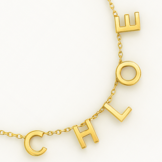 Casandra | Personalised Suspended Name Necklace, Custom Name Necklace - 18K Gold Plated Waterproof Necklace