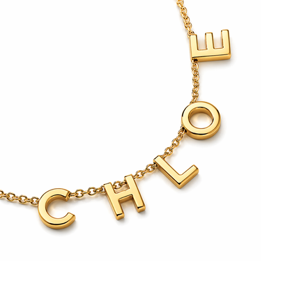 Casandra | Gold Plated Personalised Suspended Name Necklace