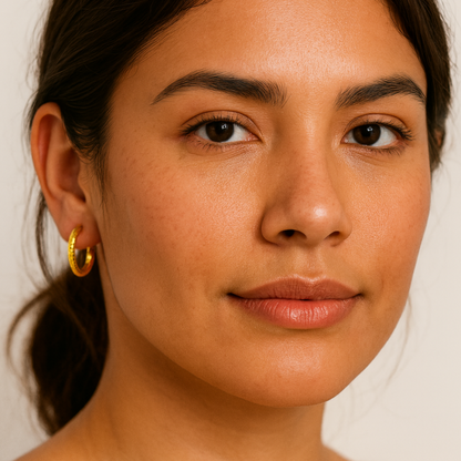 Alessia | 18K Gold Plated Hammered Texture Hoop Waterproof Earrings
