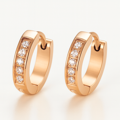 Iris | 18K Gold Plated Mini Huggie Hoop Waterproof Earrings with Zircons