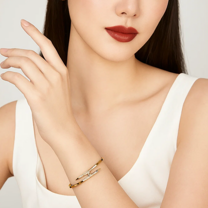 Selena | 18K Gold Plated Zircon Nail Waterproof Bracelet Bangle