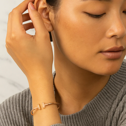 Tiara | 18K Gold Plated Zircon T-Bracelet Waterproof Bangle