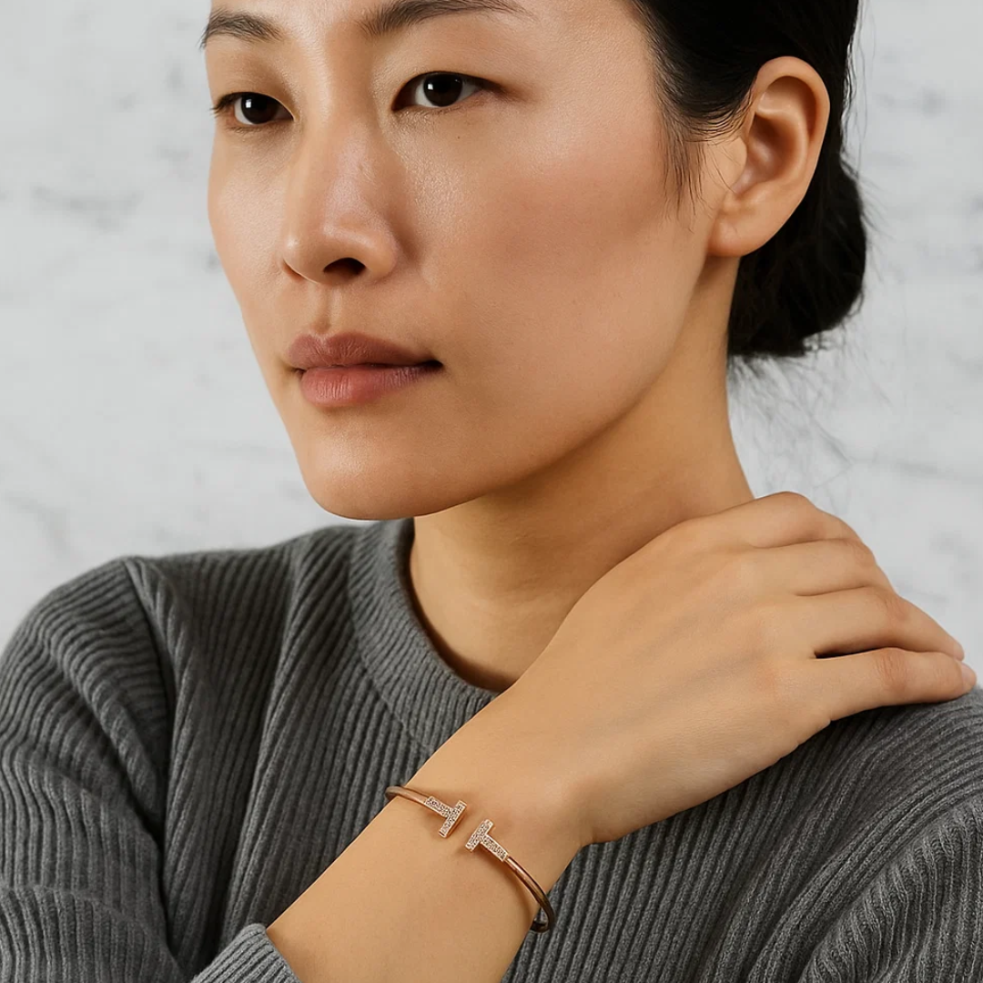 Tiara | 18K Gold Plated Zircon T-Bracelet Waterproof Bangle