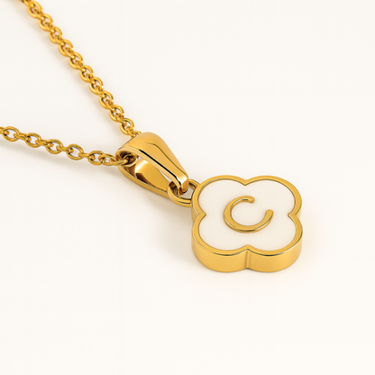 Charlotte | Gold (18K) Plated Alphabet Four-Leaf Clover Pendant Waterproof Necklace