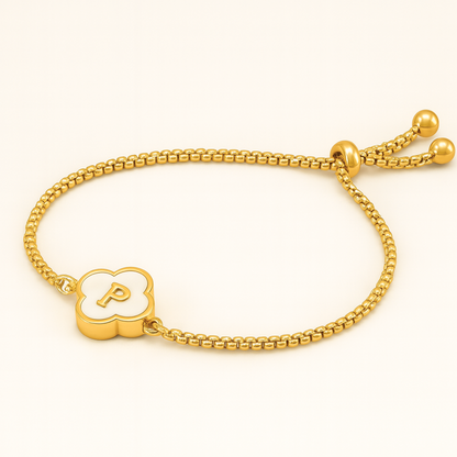 Skye | Gold-Plated (18K) Alphabet Four-Leaf Clover Waterproof Bracelet