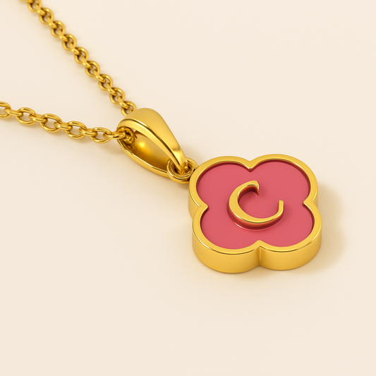 Charlotte | Gold (18K) Plated Alphabet Four-Leaf Clover Pendant Waterproof Necklace