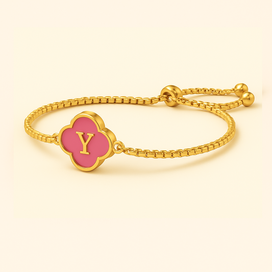 Skye | Gold-Plated (18K) Alphabet Four-Leaf Clover Waterproof Bracelet