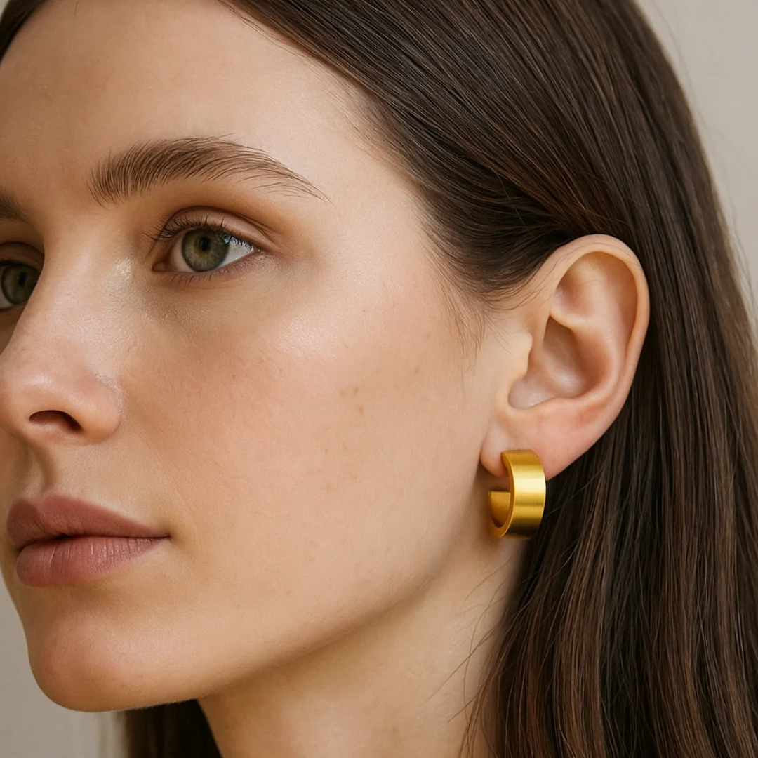 Ivy | 18K Gold Plated Thick Cuff Huggie Hoop Waterproof Earrings