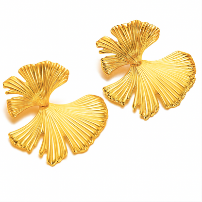 Stella | 18K Gold Plated Gingko Vintage Leaf Waterproof Earrings