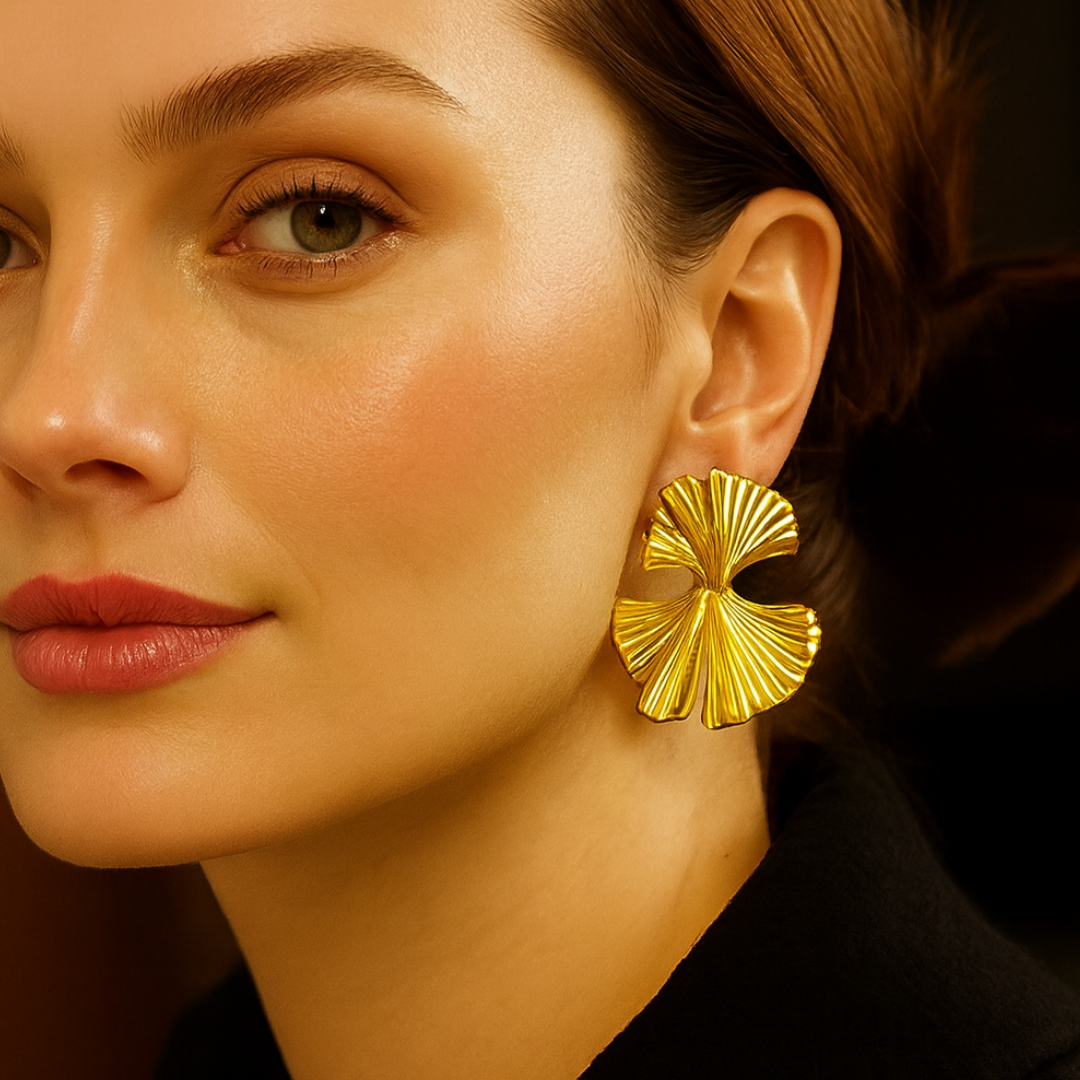 Stella | 18K Gold Plated Gingko Vintage Leaf Waterproof Earrings