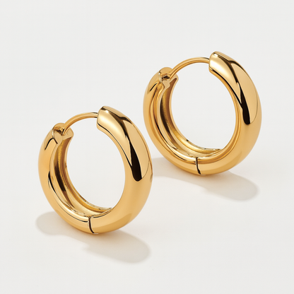 Hannah | 18K Gold Plated Basic Staple Hoop Waterproof Earrings