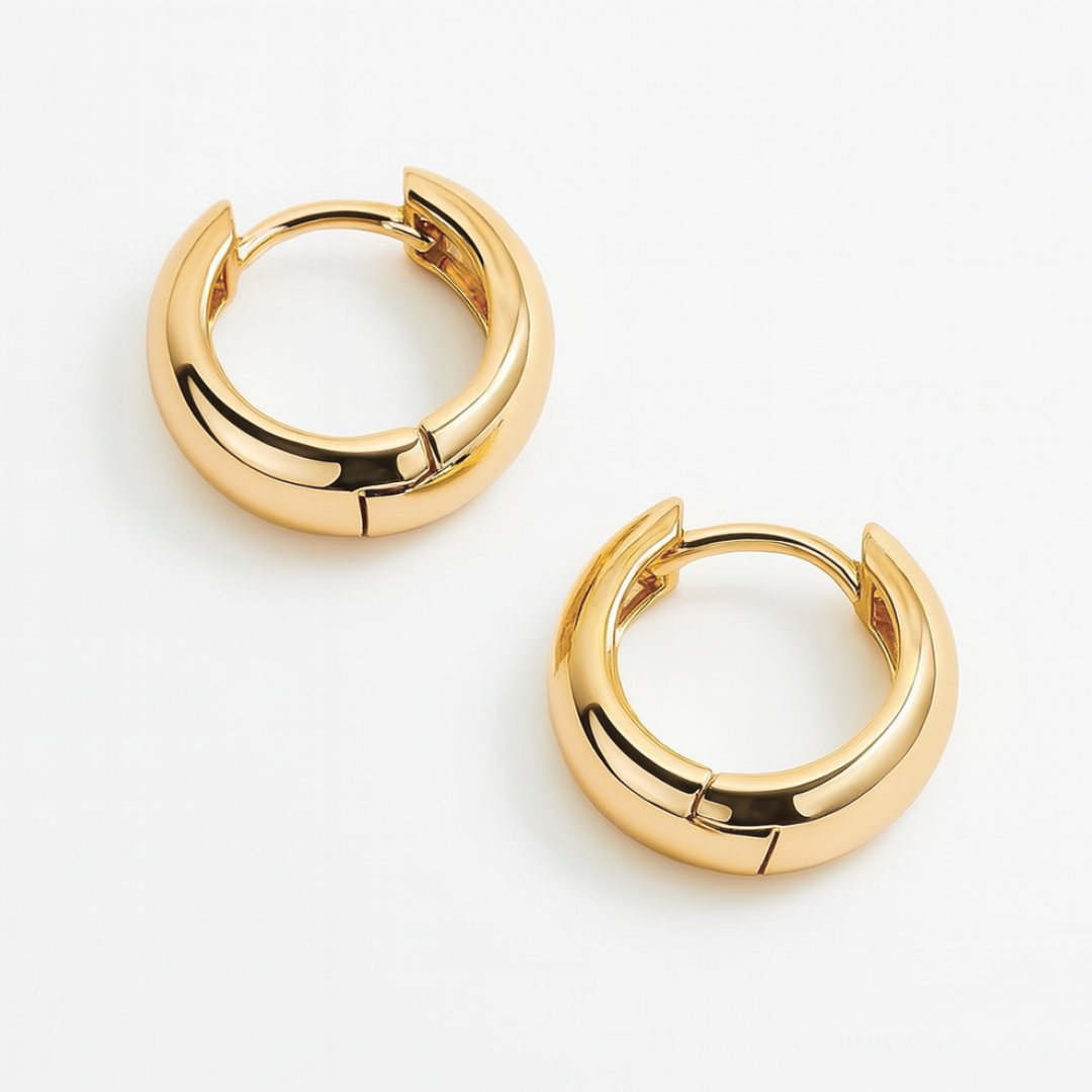 Hannah | 18K Gold Plated Basic Staple Hoop Waterproof Earrings