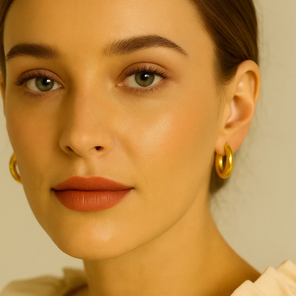 Hannah | 18K Gold Plated Basic Staple Hoop Waterproof Earrings