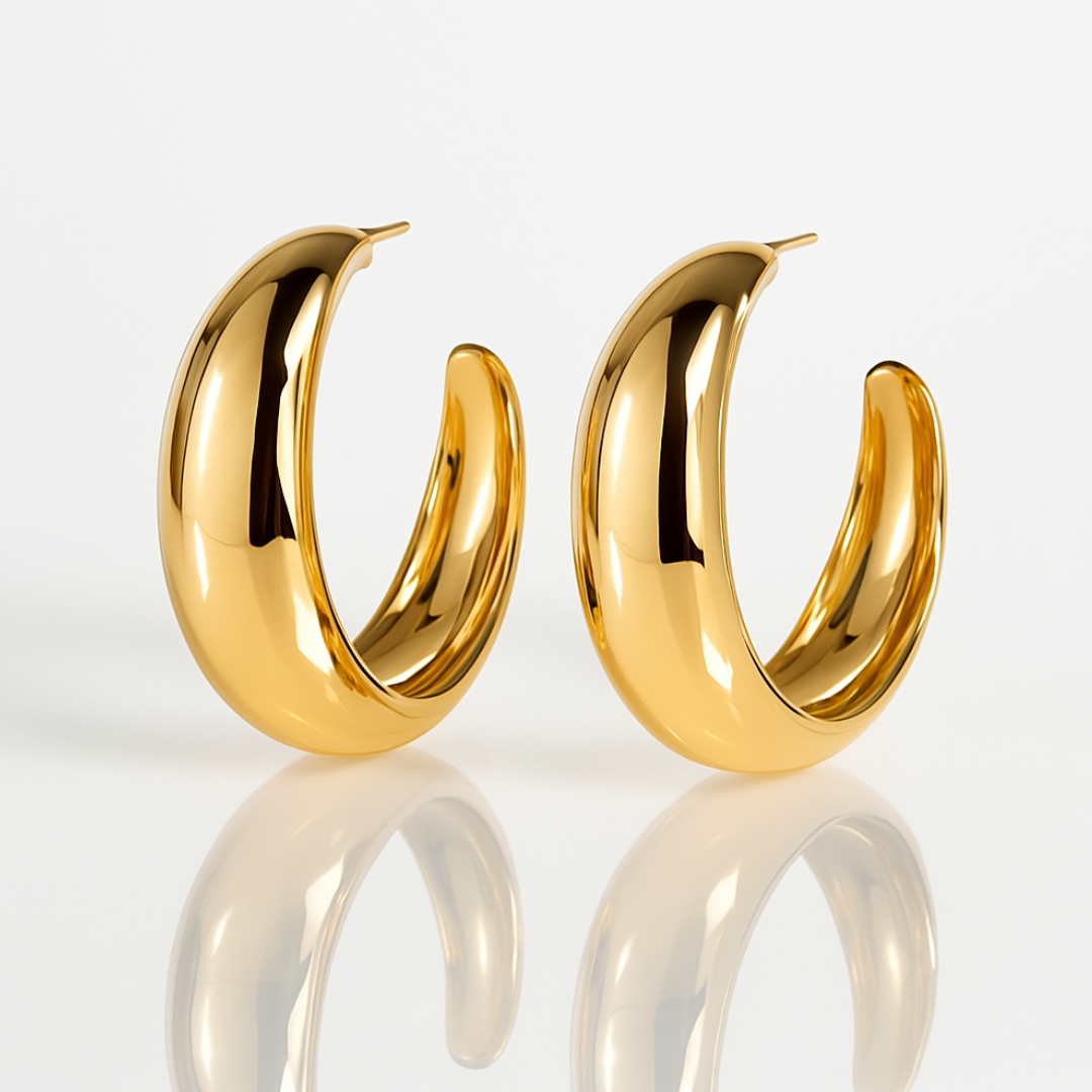 Millie | Gold Plated C-Shaped Hoop Earrings