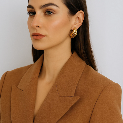 Dione | 18K Gold Plated Curved Punk C Waterproof Earrings