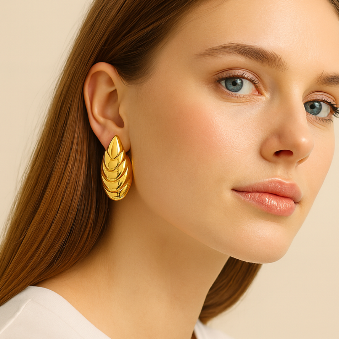 Vaylise | 18K Gold Plated Shell Shaped Chunky Vintage Drop Waterproof Earrings