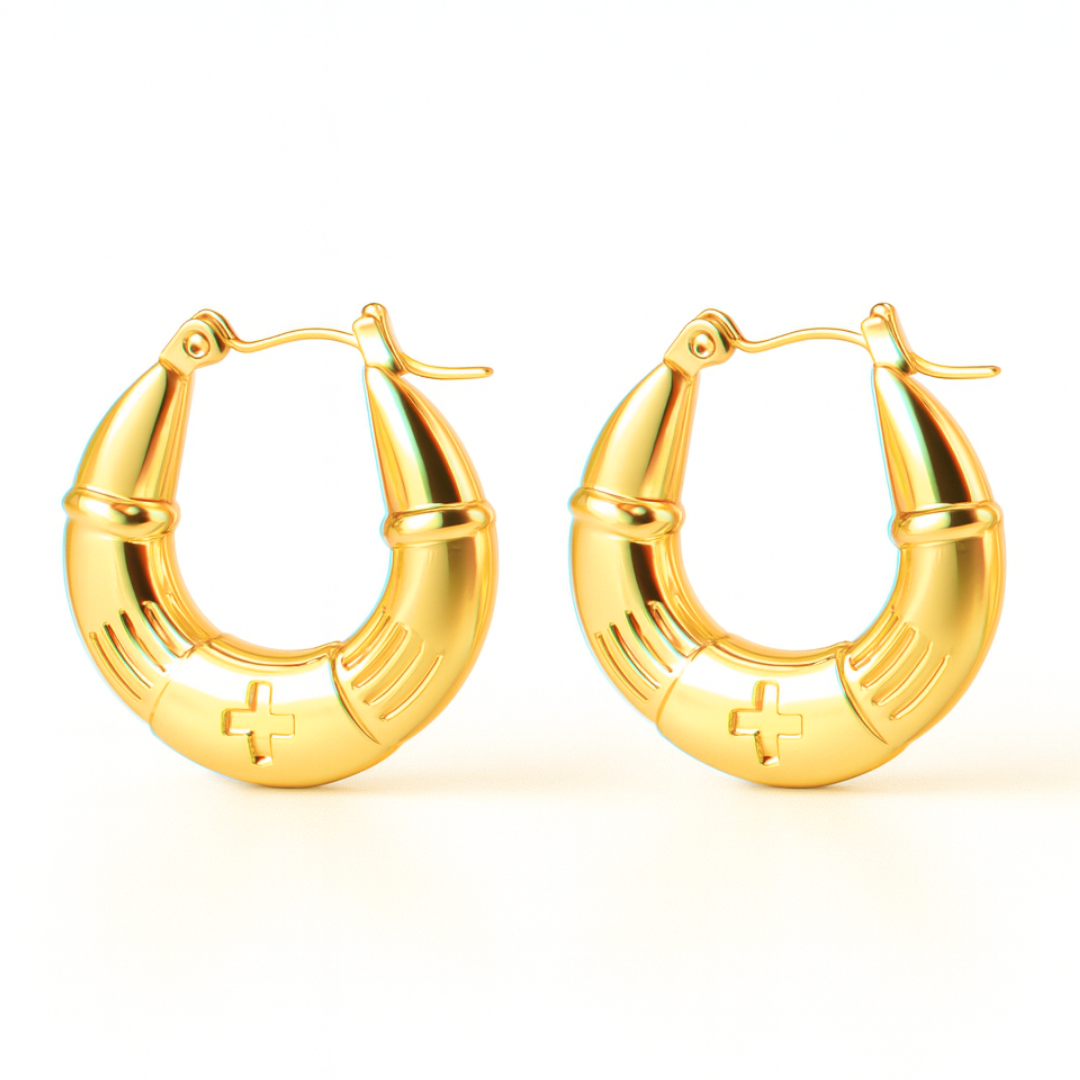Nia | 18K Gold Plated U-Shaped Buckle Waterproof Hoop Earrings