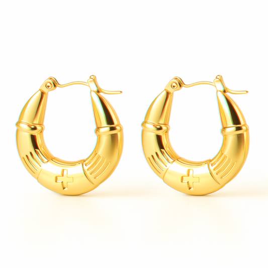 Nia | 18K Gold Plated U-Shaped Buckle Waterproof Hoop Earrings