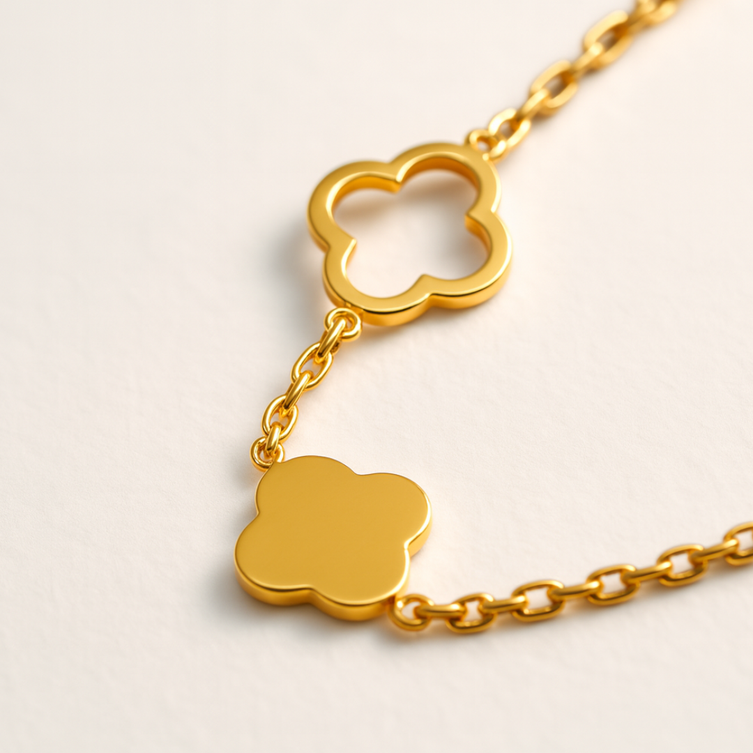 Nikita | Gold Plated Multi Clover Chain Bracelet