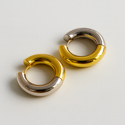 Nikki | Gold and Silver Plated (18K) Huggie Hoop Waterproof Earrings