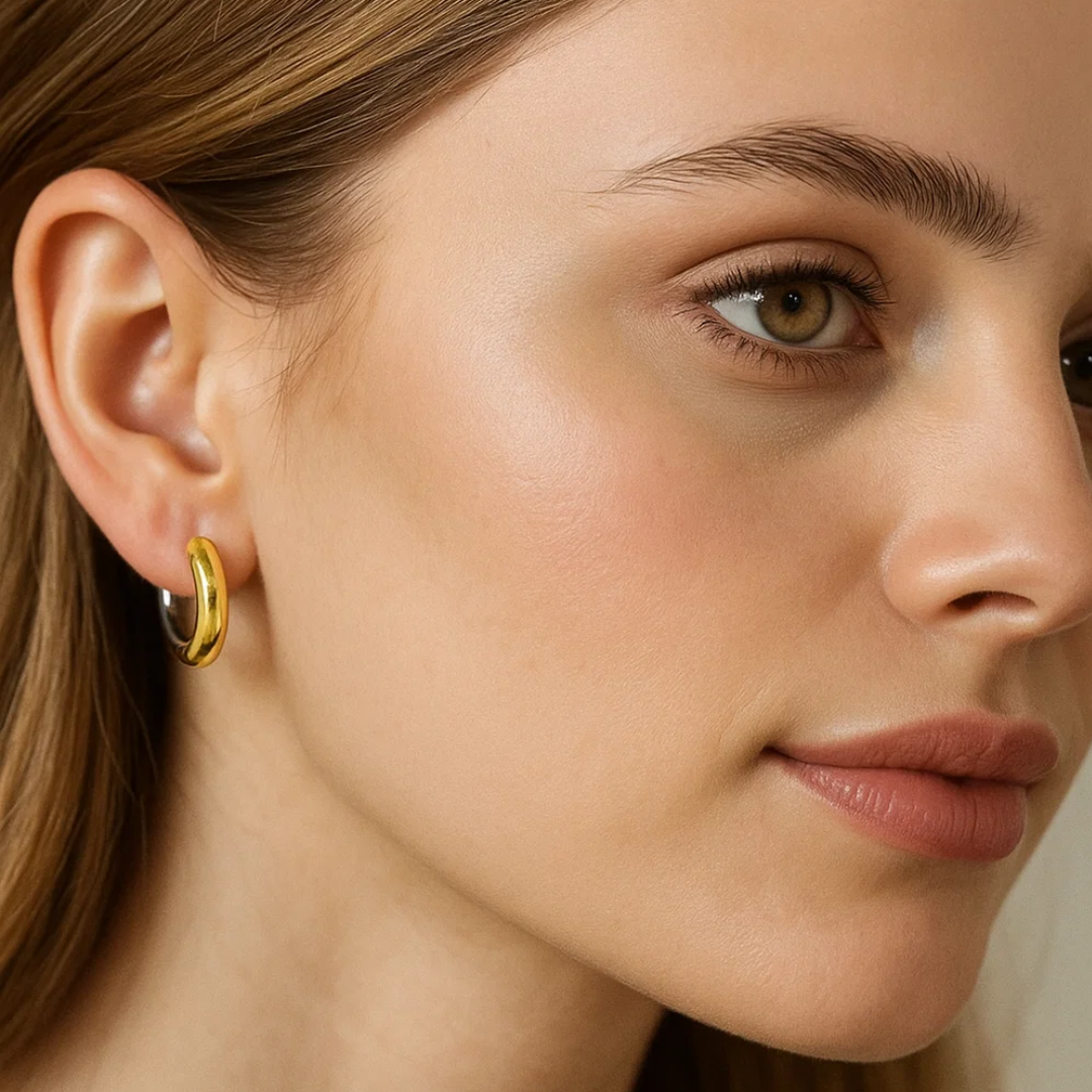 Nikki | Gold and Silver Plated (18K) Huggie Hoop Waterproof Earrings