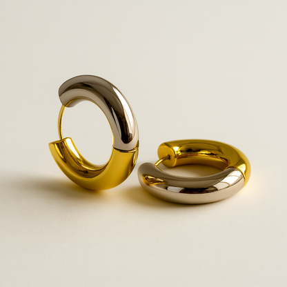 Nikki | Gold and Silver Plated (18K) Huggie Hoop Waterproof Earrings