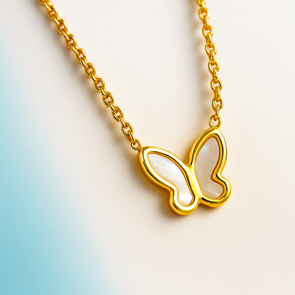 Zivah | Gold (18K) Plated Pearl Butterfly Pendant Waterproof Necklace