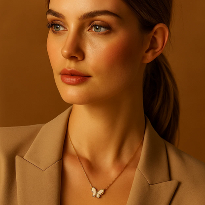 Zivah | Gold (18K) Plated Pearl Butterfly Pendant Waterproof Necklace