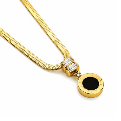 Alarice | Gold Plated Roman Numerals Pendant Necklace