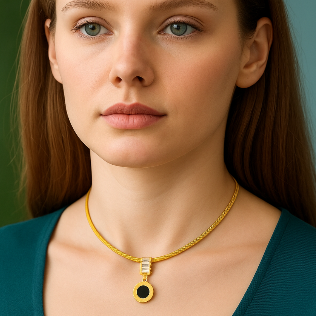 Alarice | Gold (18K) Plated Roman Numerals Pendant Waterproof Necklace with Zircons