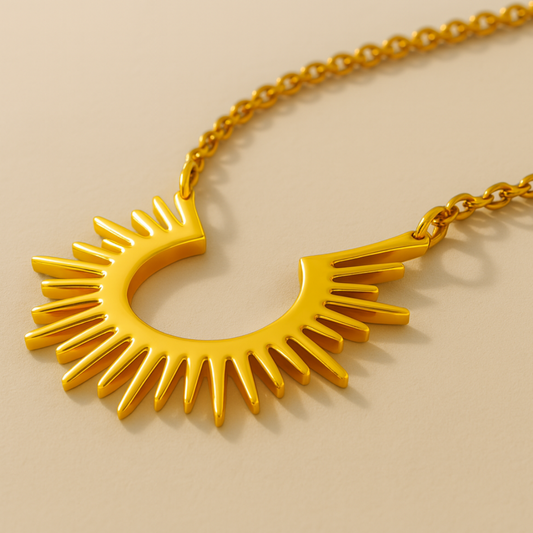 Dara | Gold (18K) Plated Half Sun Pendant Waterproof Necklace