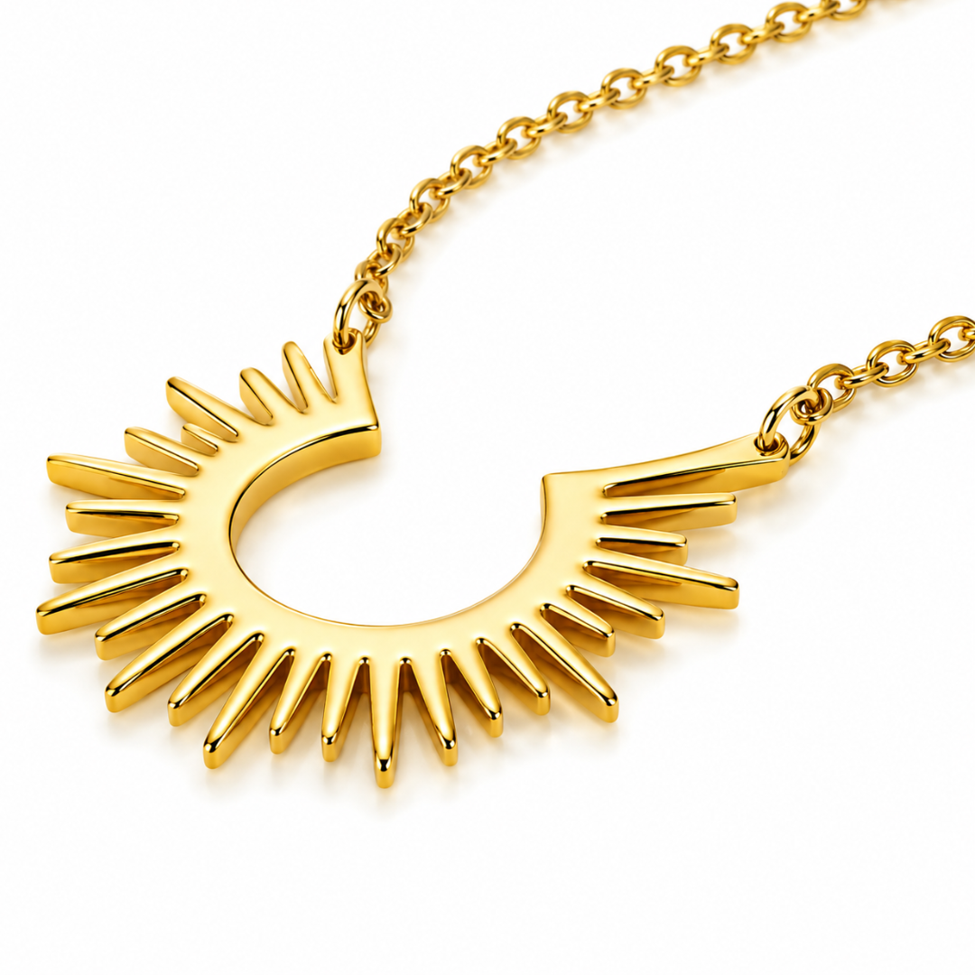 Dara | Gold Plated Half Sun Pendant Necklace