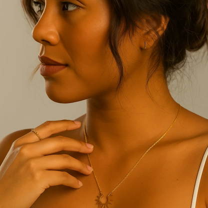 Dara | Gold (18K) Plated Half Sun Pendant Waterproof Necklace
