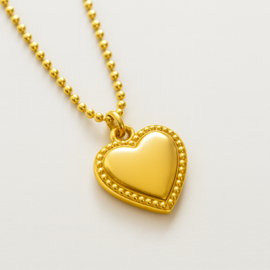 Cassidy | Gold (18K) Plated Solid Love Heart Pendant Waterproof Necklace
