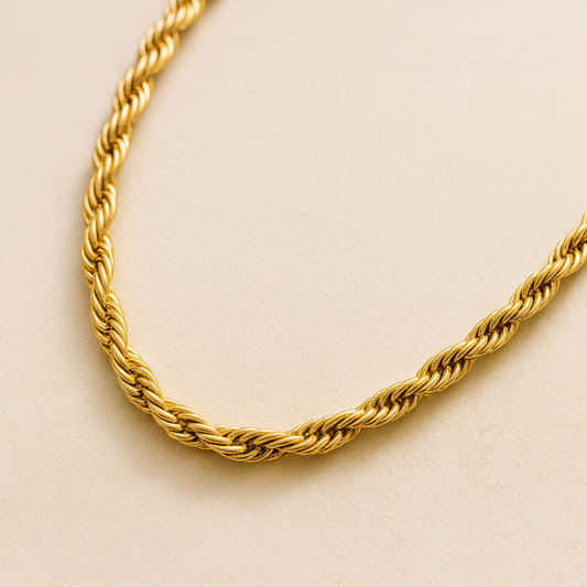 Nessa | Gold Plated Essential Twisted Rope Chain Necklace