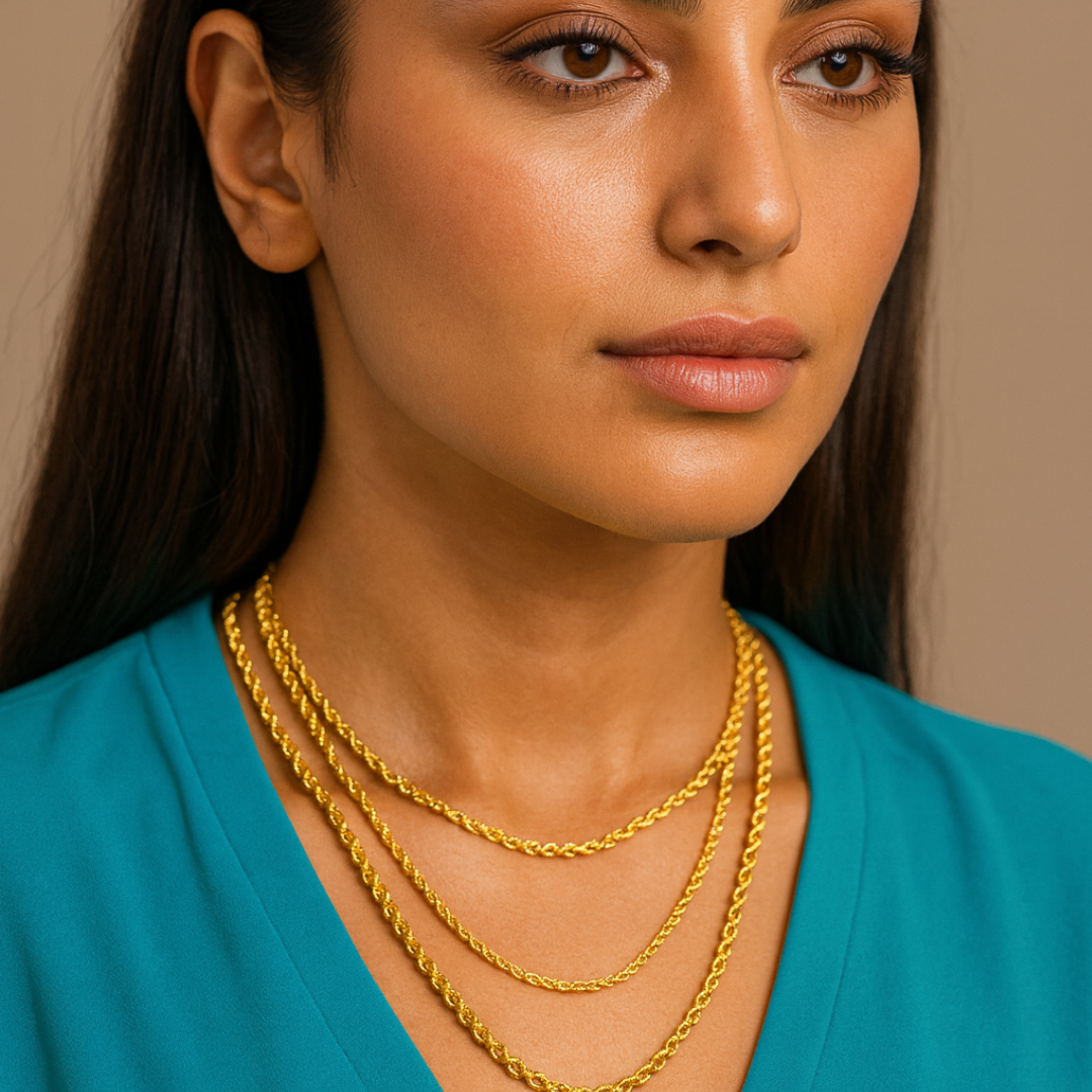 Nessa | Gold Plated Essential Twisted Rope Chain Necklace