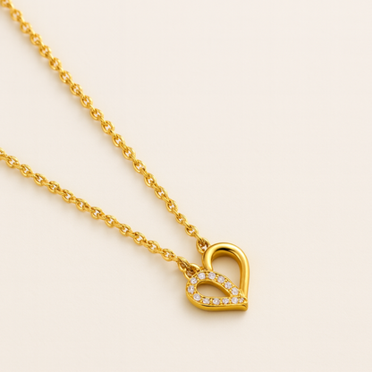 Zorelle | Gold Plated Heart Zircon Pendant Necklace