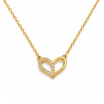 Zorelle | Gold Plated Heart Zircon Pendant Necklace