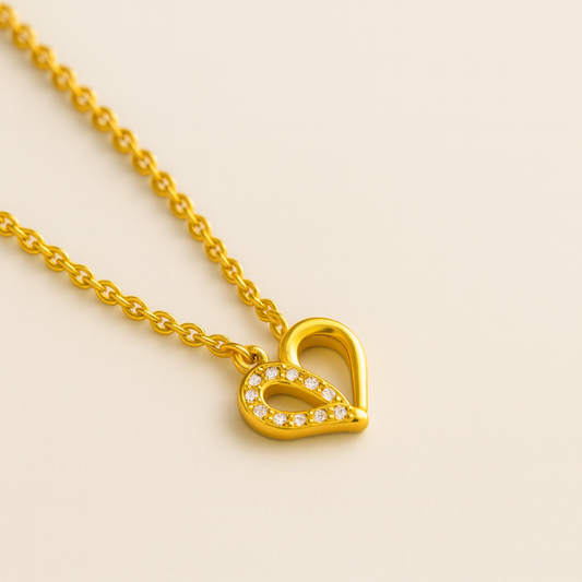 Zorelle | Gold (18K) Plated Heart Zircon Pendant Waterproof Necklace