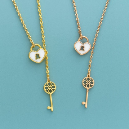Daria | Gold (18K) Plated Heart Lock and Key Waterproof Necklace
