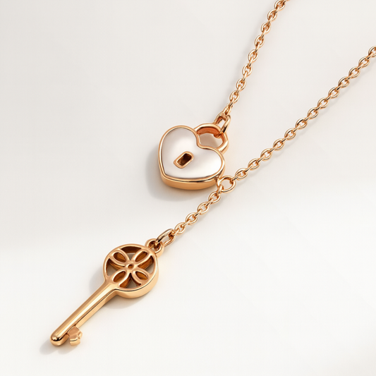 Daria | Gold (18K) Plated Heart Lock and Key Waterproof Necklace